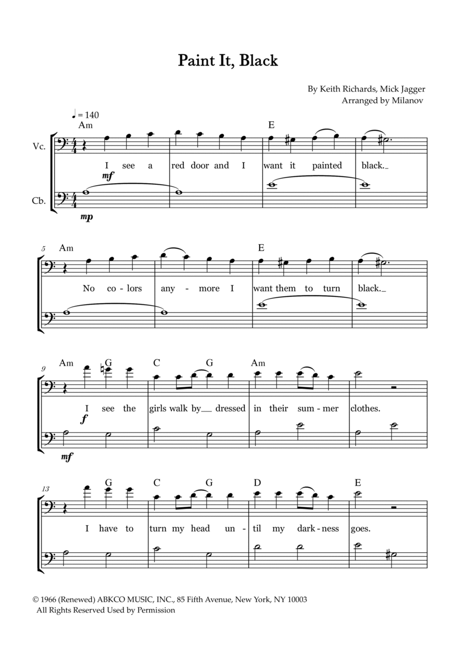 Paint It, Black String Duet scores gallery preview page 1