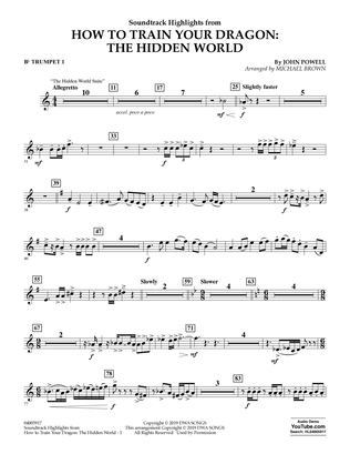 Book cover for How To Train Your Dragon: The Hidden World (arr. Michael Brown) - Bb Trumpet 1