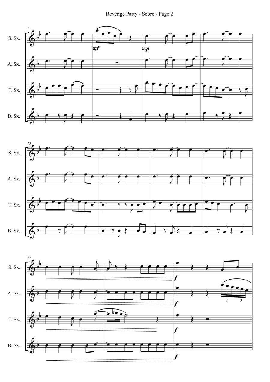 Revenge Party Saxophone Quartet scores gallery preview page 2