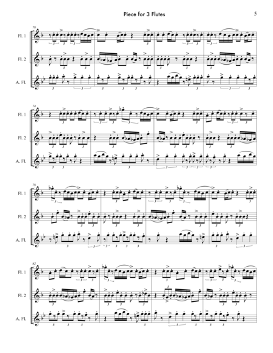 Piece for 3 Flutes Flute Trio scores gallery preview page 6