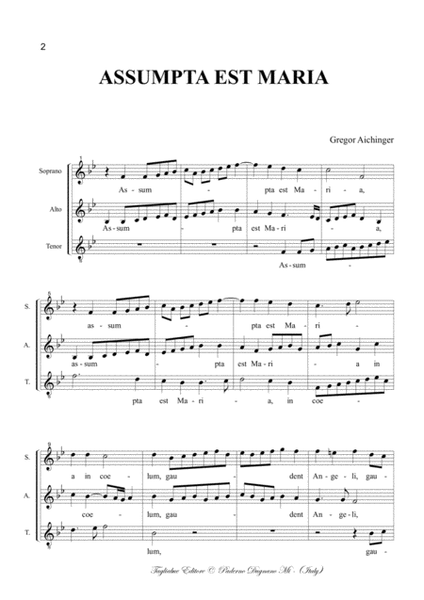 ASSUMPTA EST MARIA - Aichinger - For SAT Choir image number null