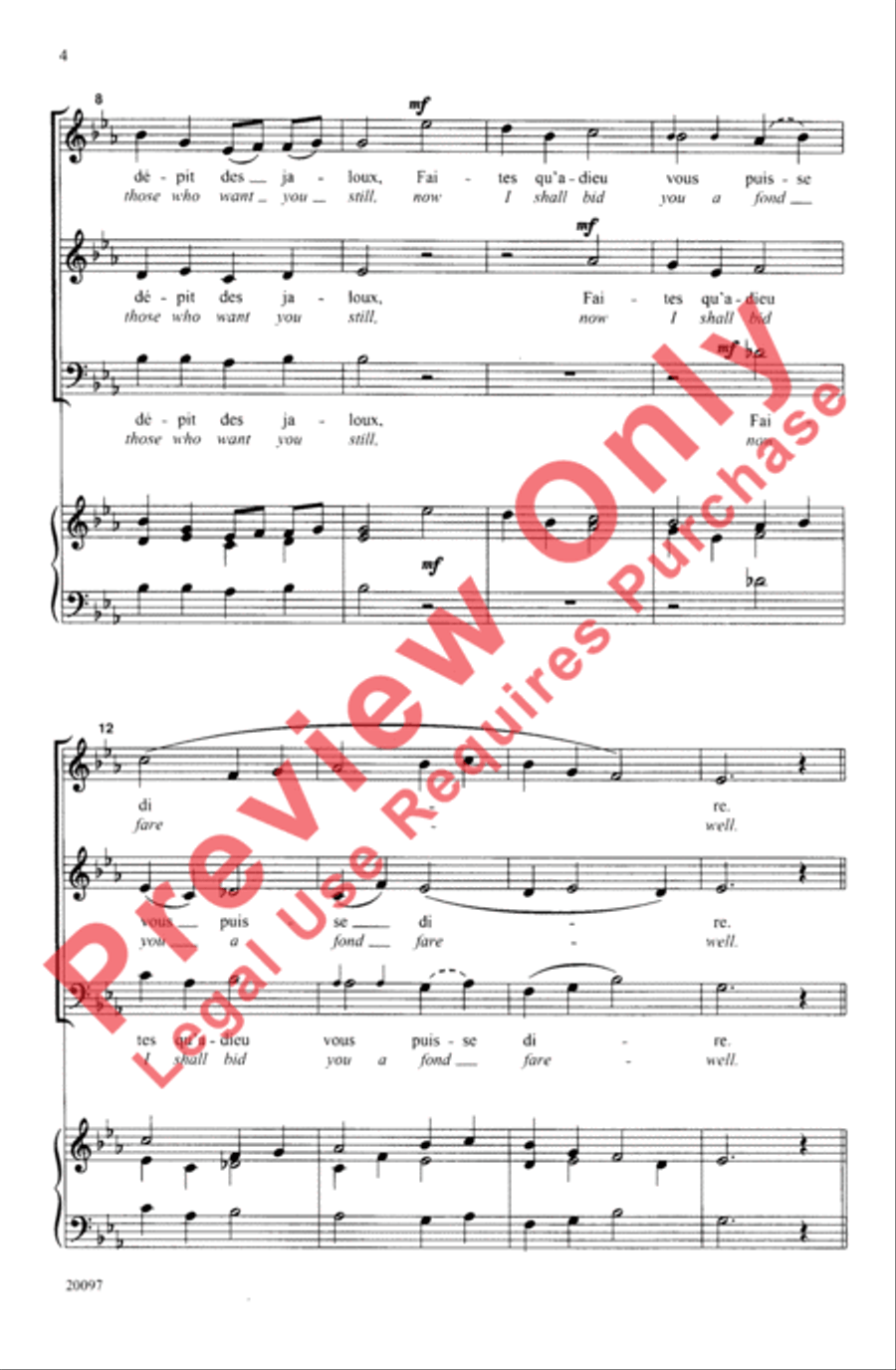 Mon Coeur Se Recommande à Vous (I Give to You All of My Heart) 3-Part scores gallery preview page 4