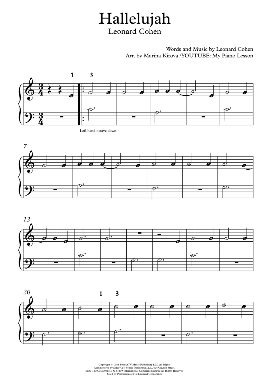 Hallelujah accordion sheet music best sale