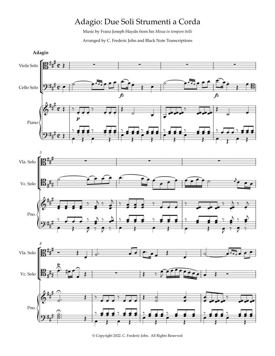 Adagio: Due Soli Strumenti a Corda String Duet scores gallery preview page 1