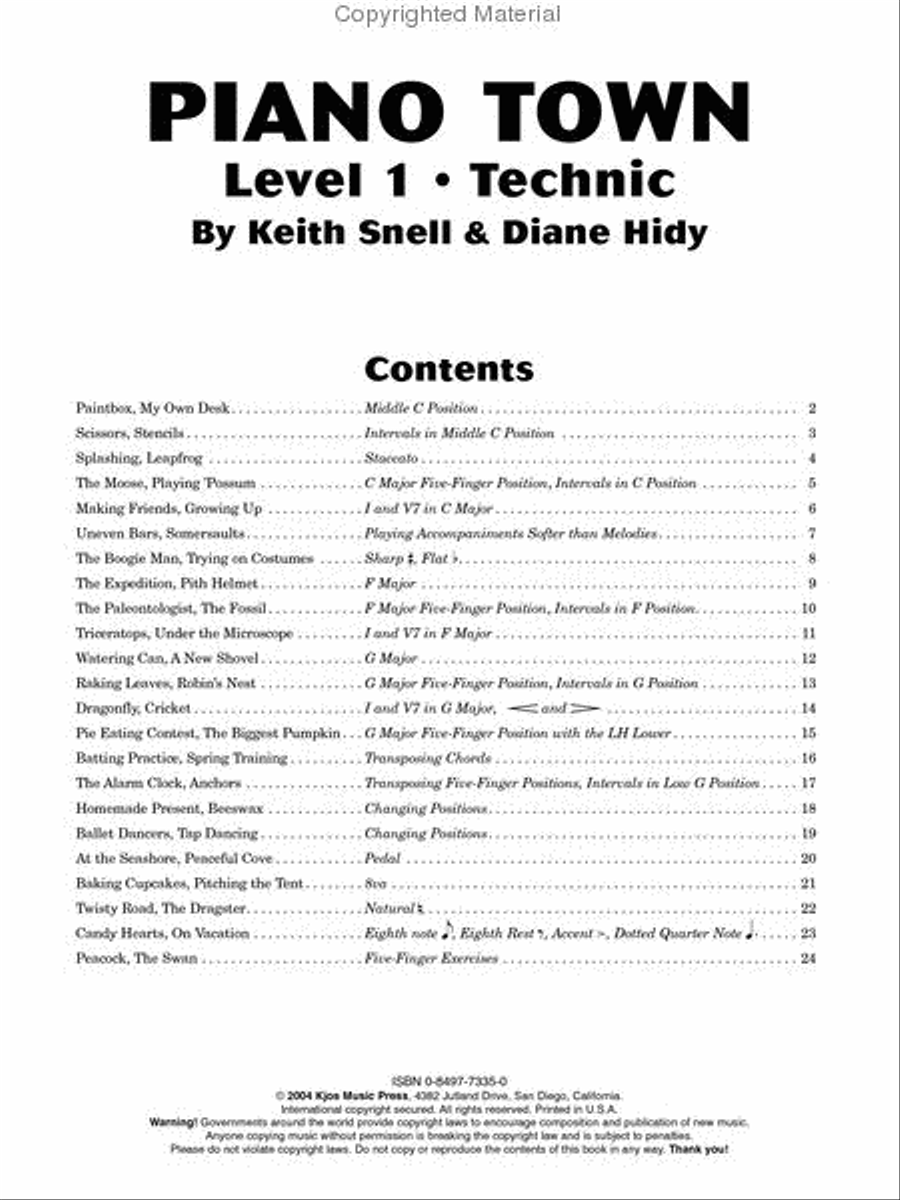 Piano Town, Technic - Level 1 Piano Method scores gallery preview page 2