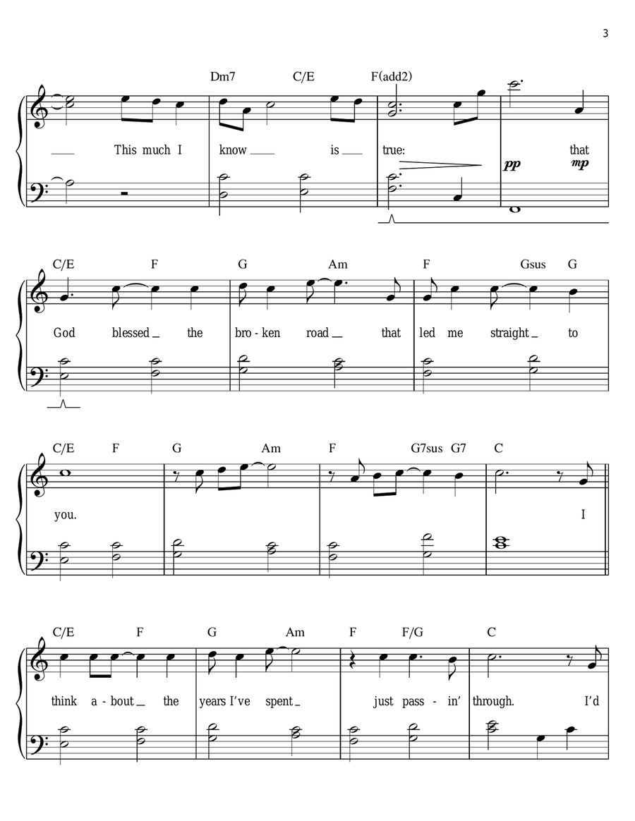 Bless The Broken Road (arr. Phillip Keveren) Easy Piano scores gallery preview page 3