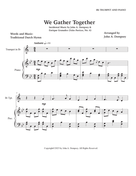 We Gather Together (Trumpet and Piano) image number null