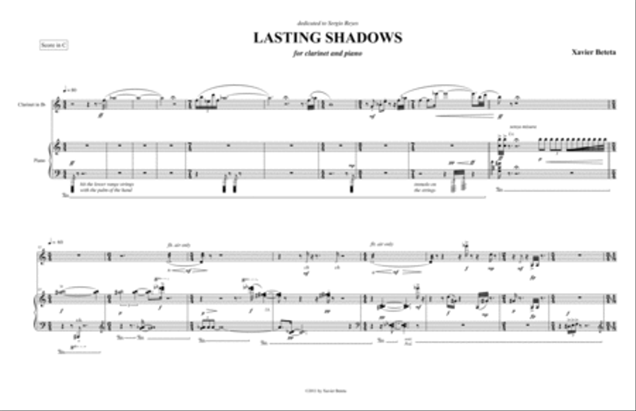 "Lasting Shadows" for clarinet and piano