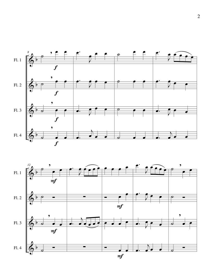 Once in Royal David’s City - Flute Quartet Flute Quartet scores gallery preview page 4