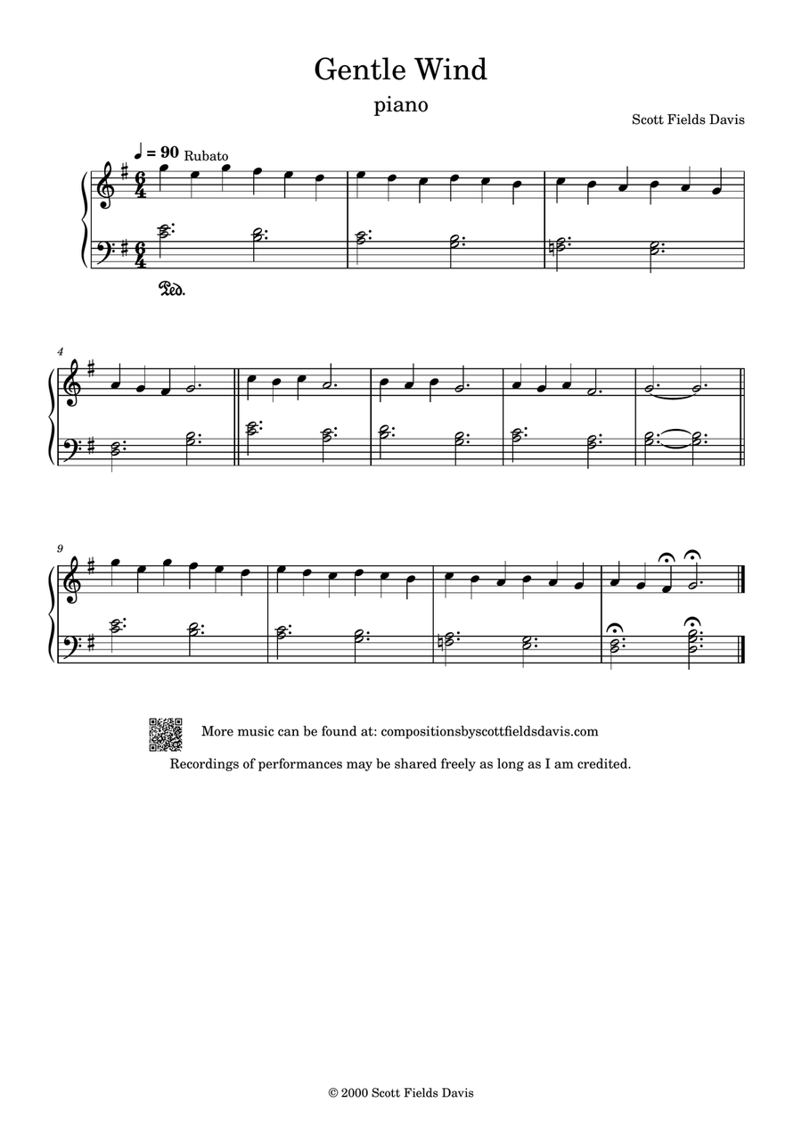 Gentle Wind Easy Piano scores gallery preview page 1