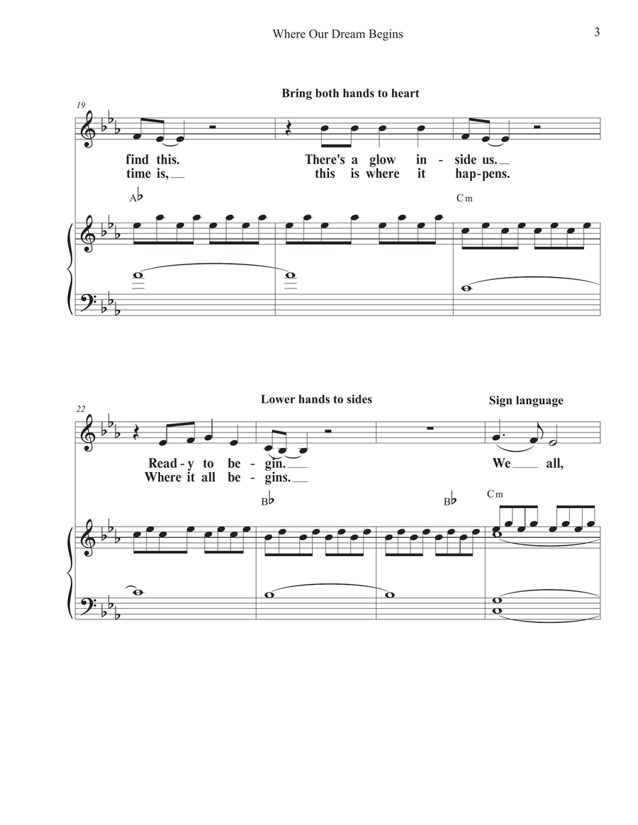 Where Our Dreams Begin Unison Choir scores gallery preview page 3