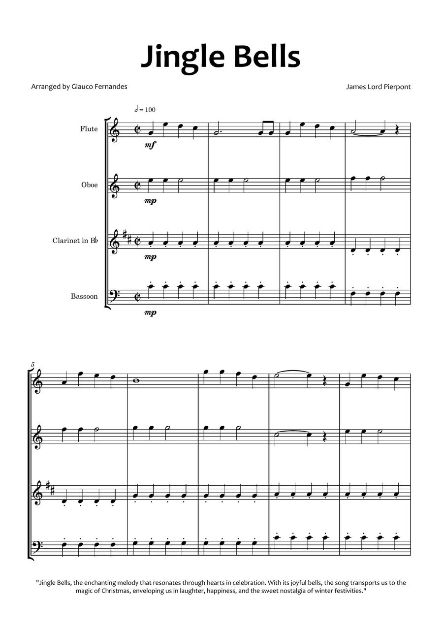 Jingle Bells Woodwind Quartet scores gallery preview page 1