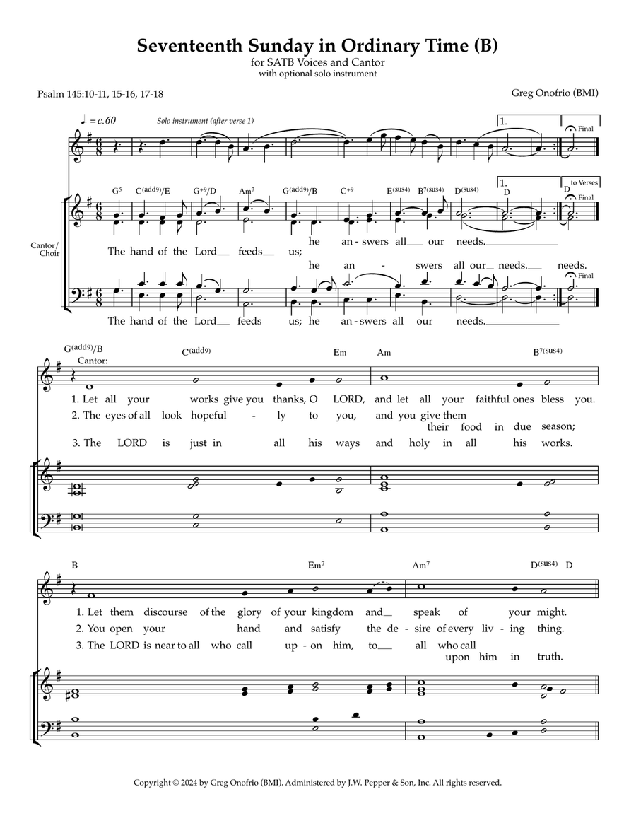 Psalm 145: The Seventeenth Sunday in Ordinary Time (Year B)