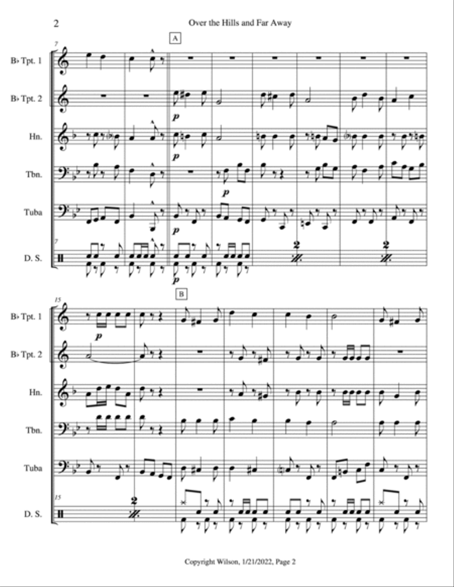 Over the Hills and Far Away Brass Quintet scores gallery preview page 3