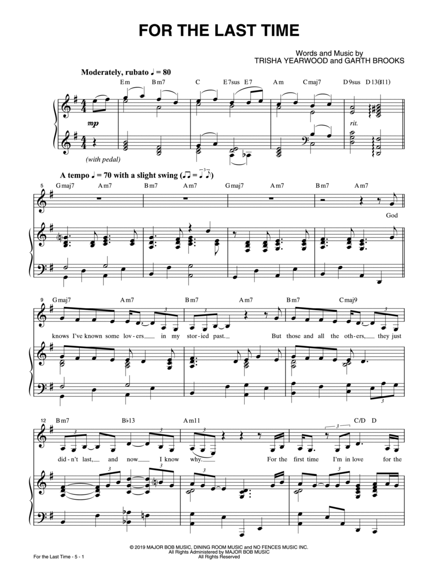 For the Last Time For the Last Time Piano, Vocal scores gallery preview page 1