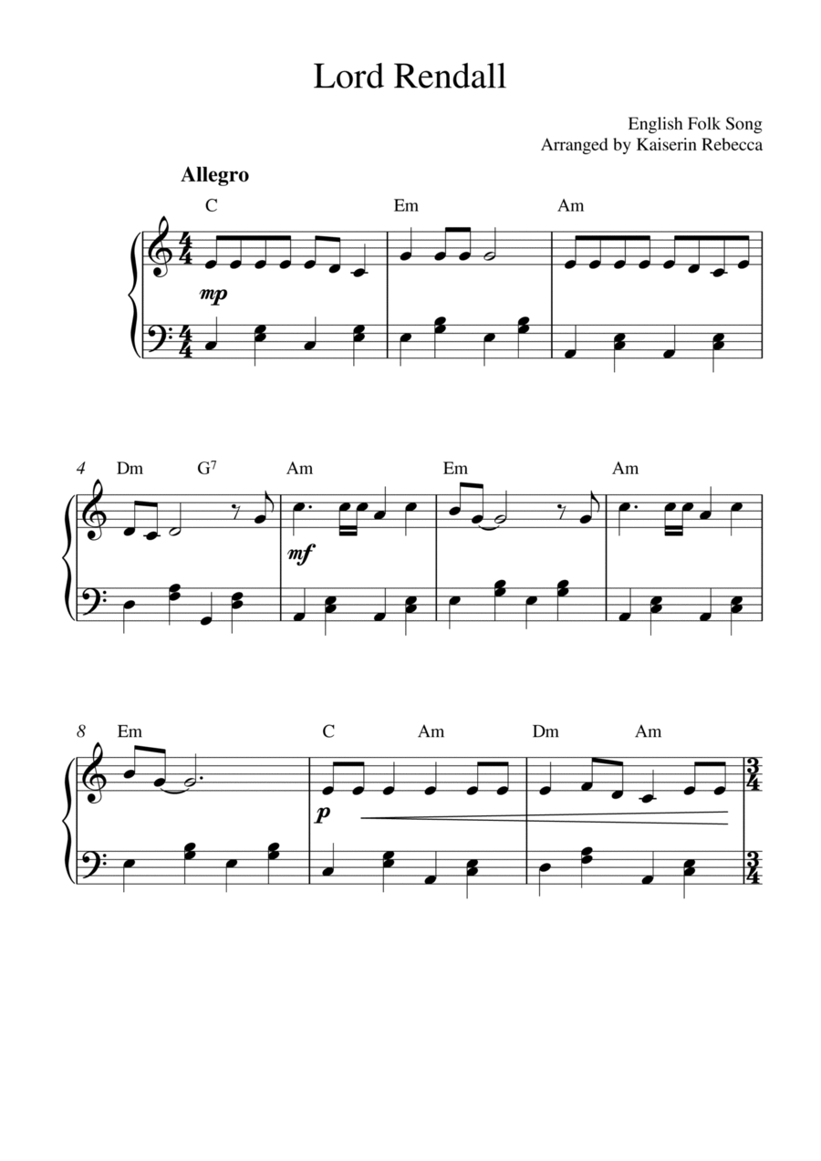Lord Rendall Piano Method scores gallery preview page 1