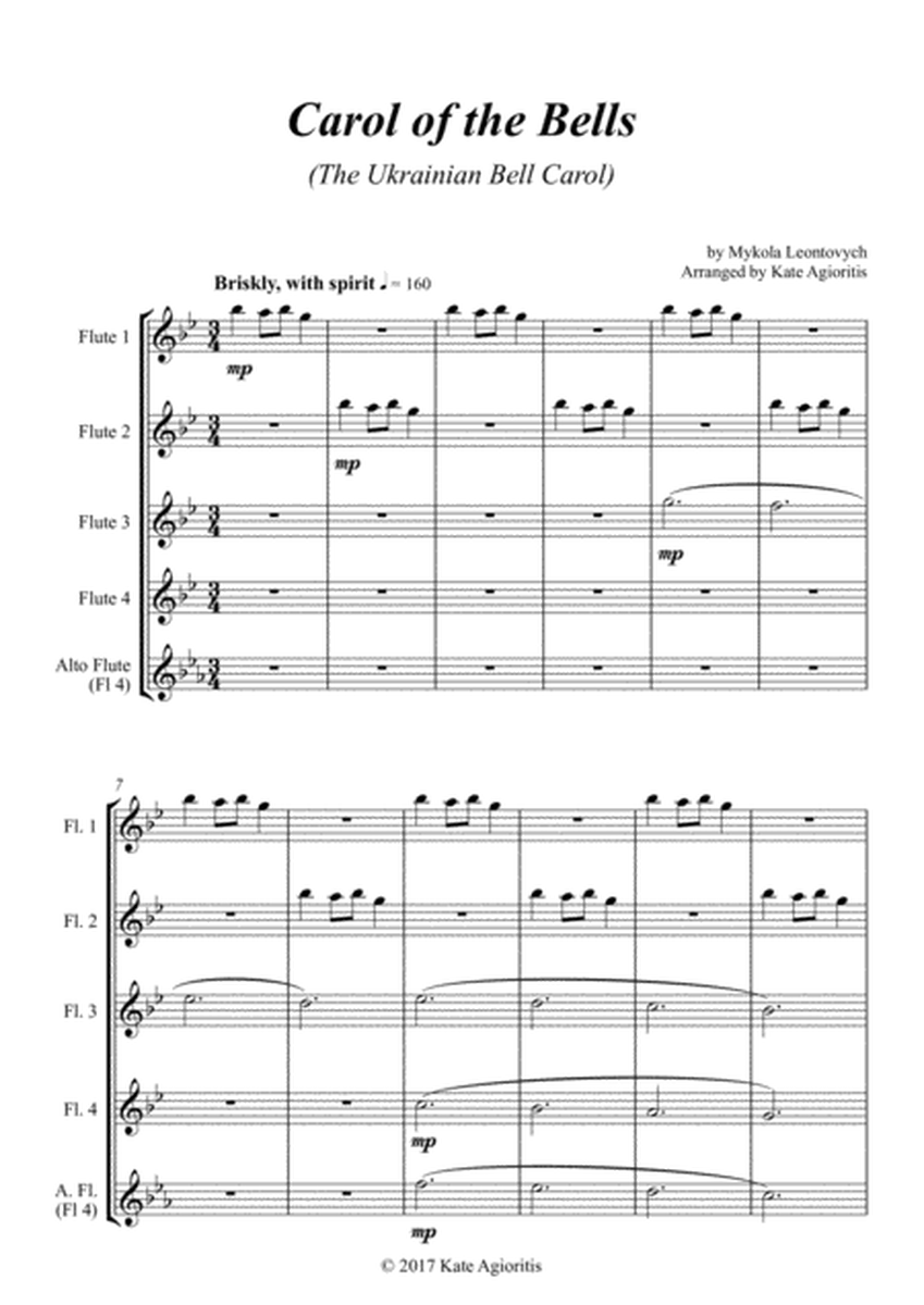Carol of the Bells (Ukrainian Bell Carol) - for Flute Quartet image number null