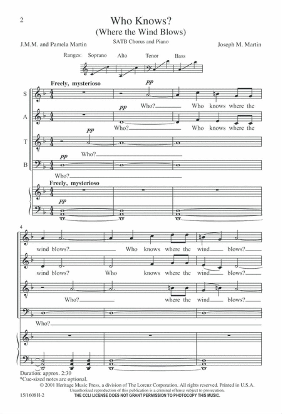 Who Knows? 4-Part scores gallery preview page 2