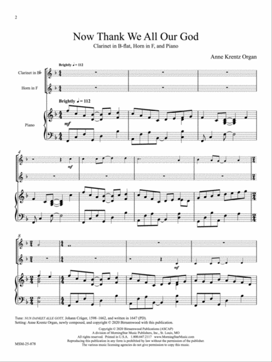 Now Thank We All Our God Now Thank We All Our God B-Flat Clarinet scores gallery preview page 2