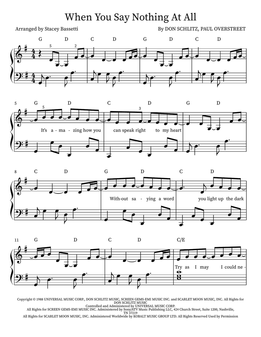 When You Say Nothing At All Piano scores gallery preview page 1