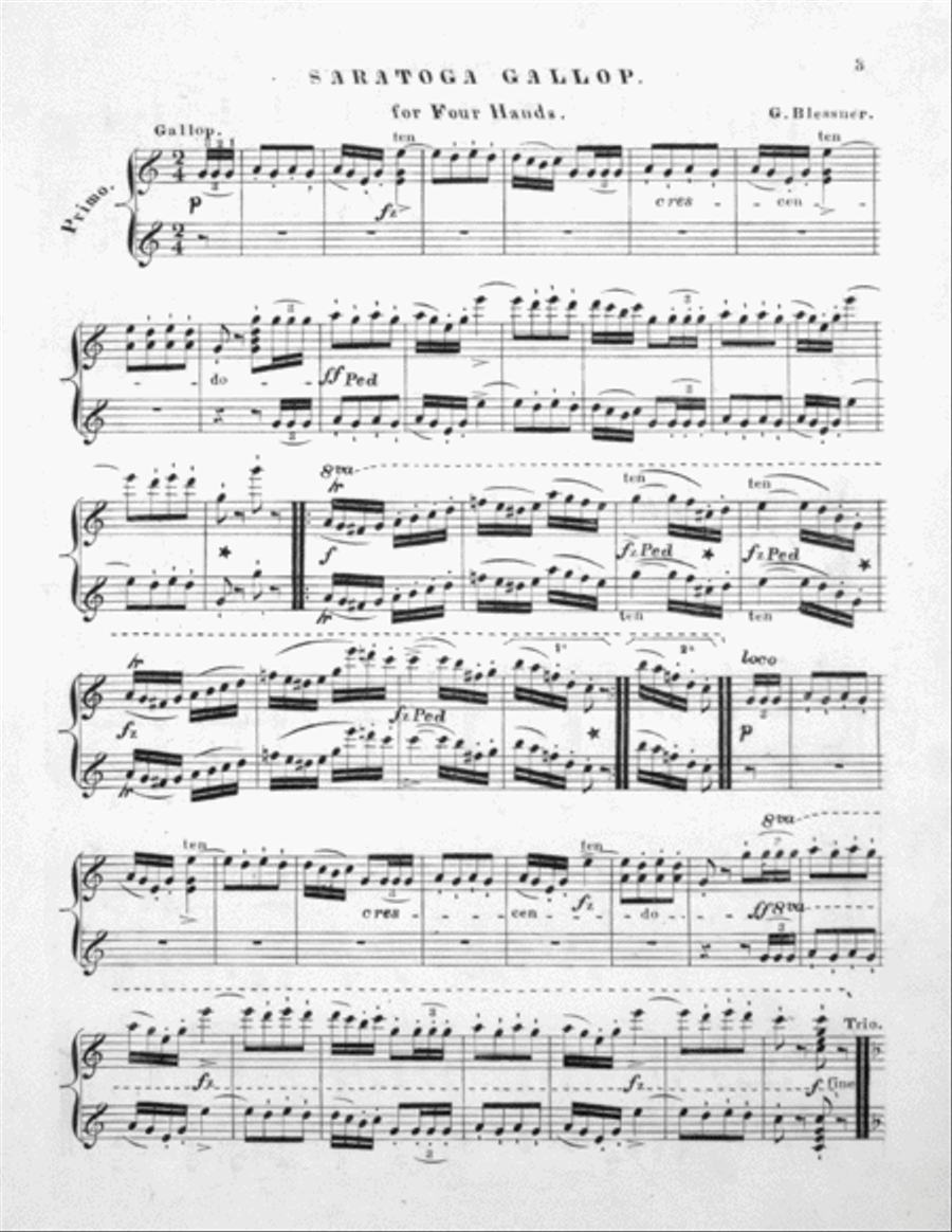 Saratoga-Galop Piano Duet scores gallery preview page 3