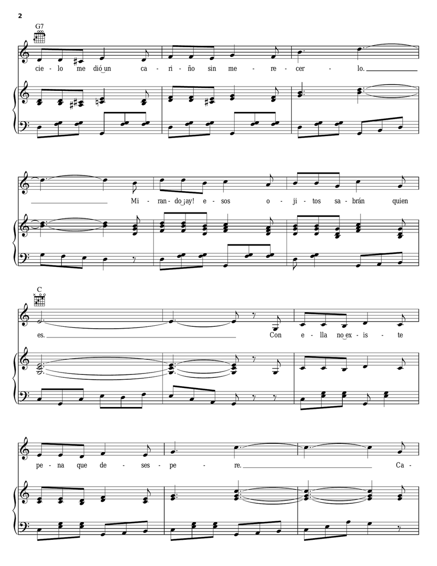 Mi Carinito Mi Carinito Piano, Vocal, Guitar scores gallery preview page 2