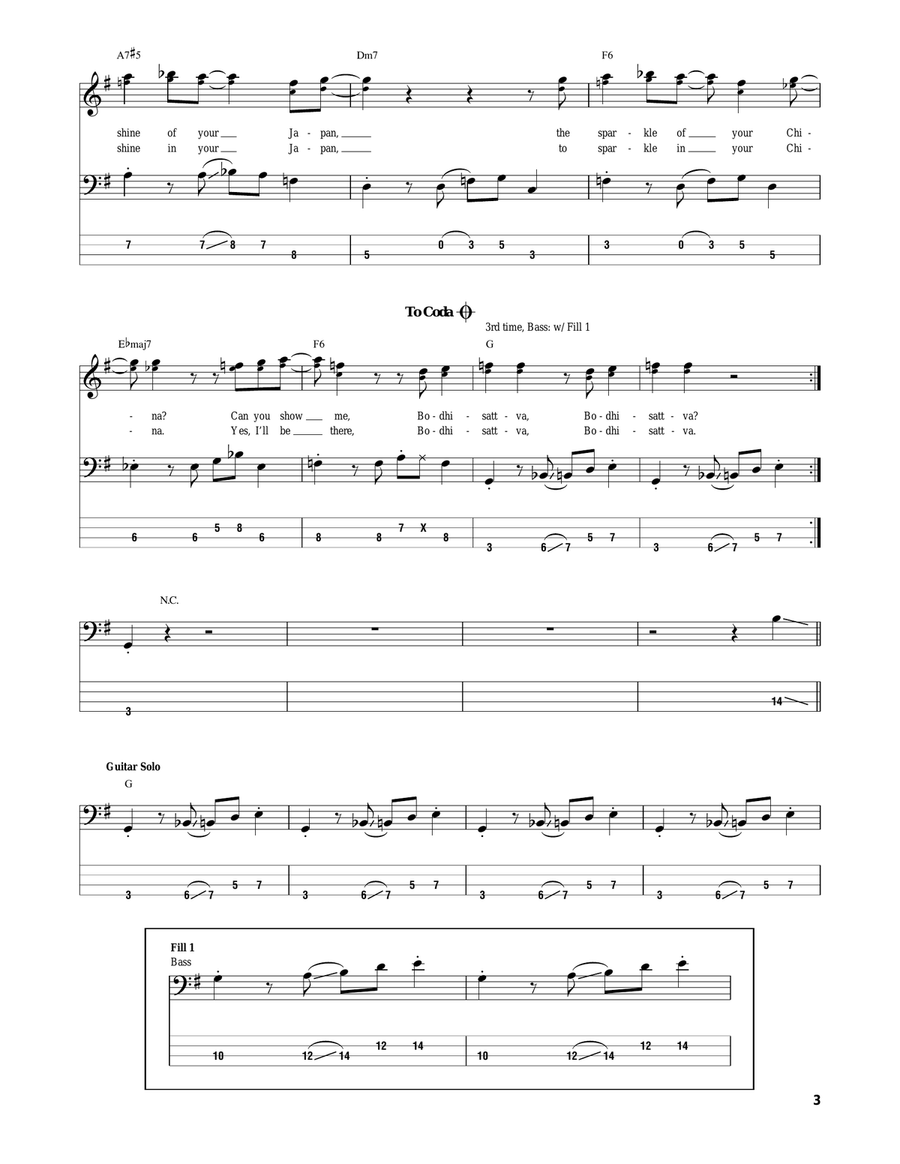 Bodhisattva Bodhisattva Bass Guitar Tablature scores gallery preview page 3