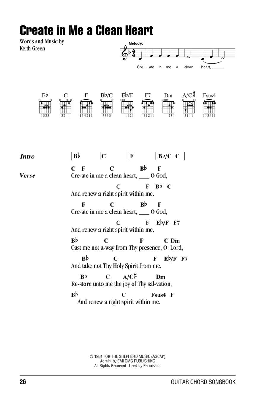 Create In Me A Clean Heart Acoustic Guitar scores gallery preview page 1