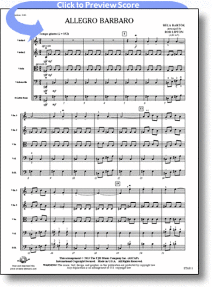 Allegro Barbaro String Orchestra scores gallery preview page 1