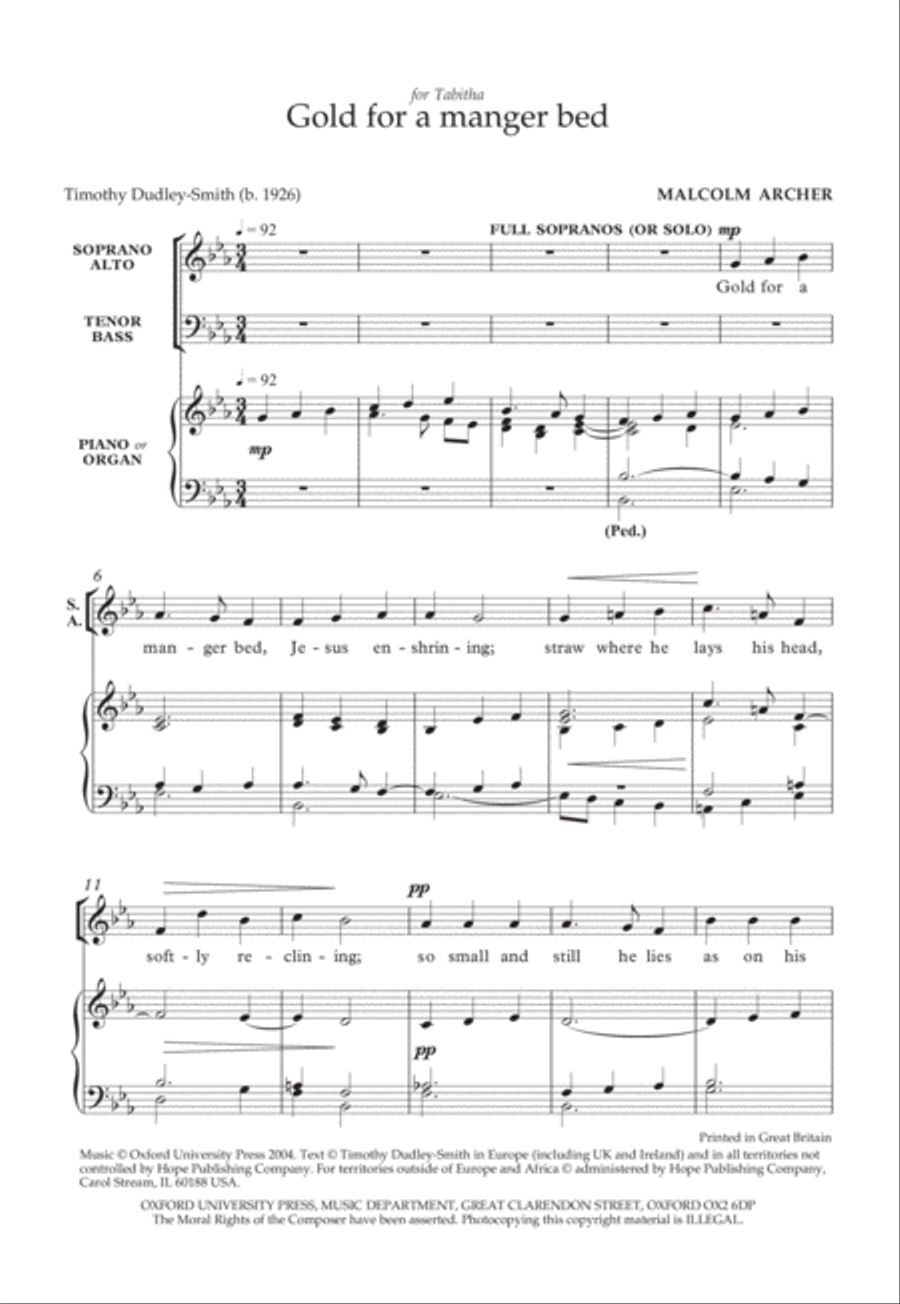Gold for a manger bed Gold for a manger bed 4-Part scores gallery preview page 2