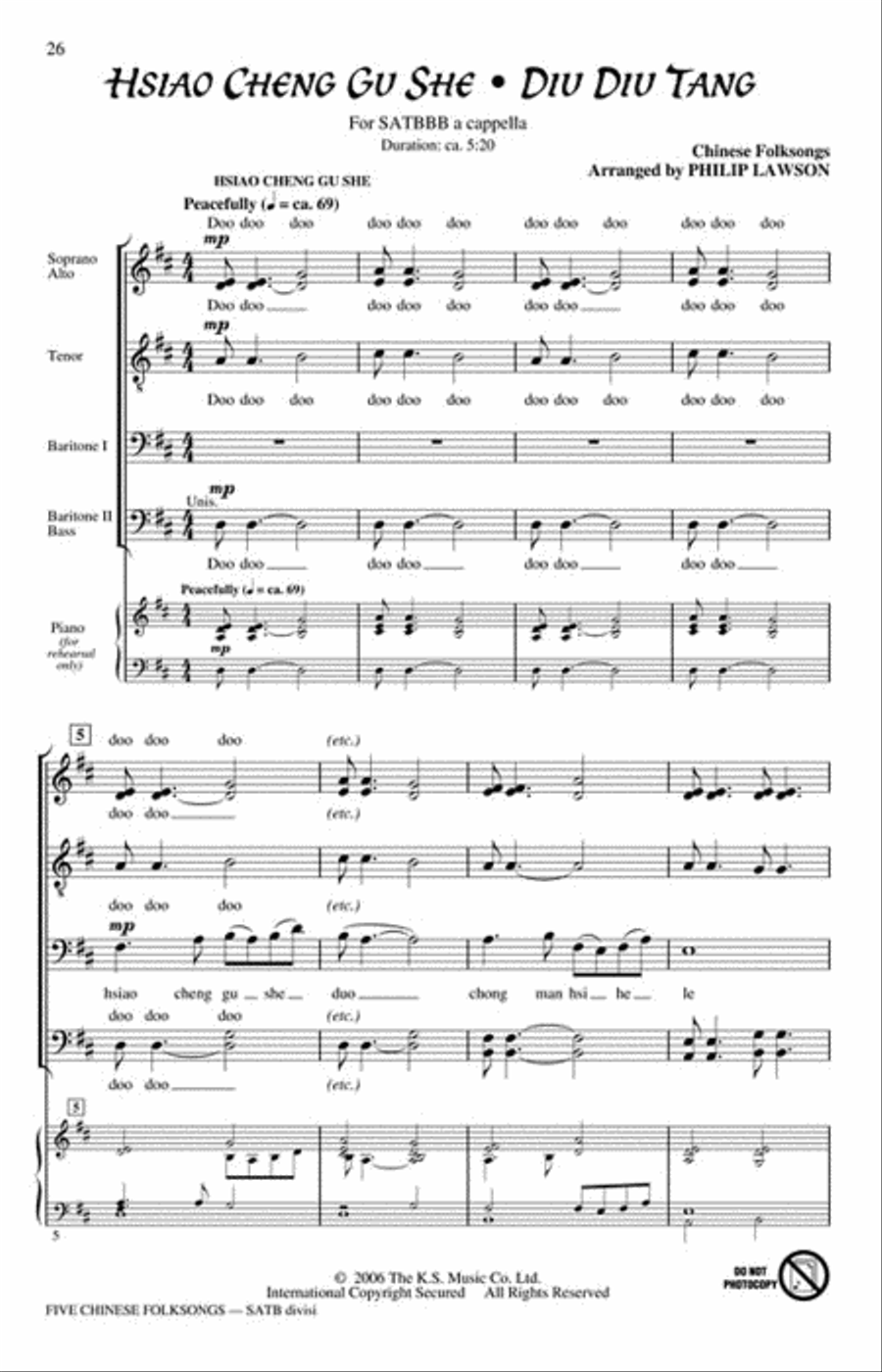 Five Chinese Folksongs Divisi scores gallery preview page 5