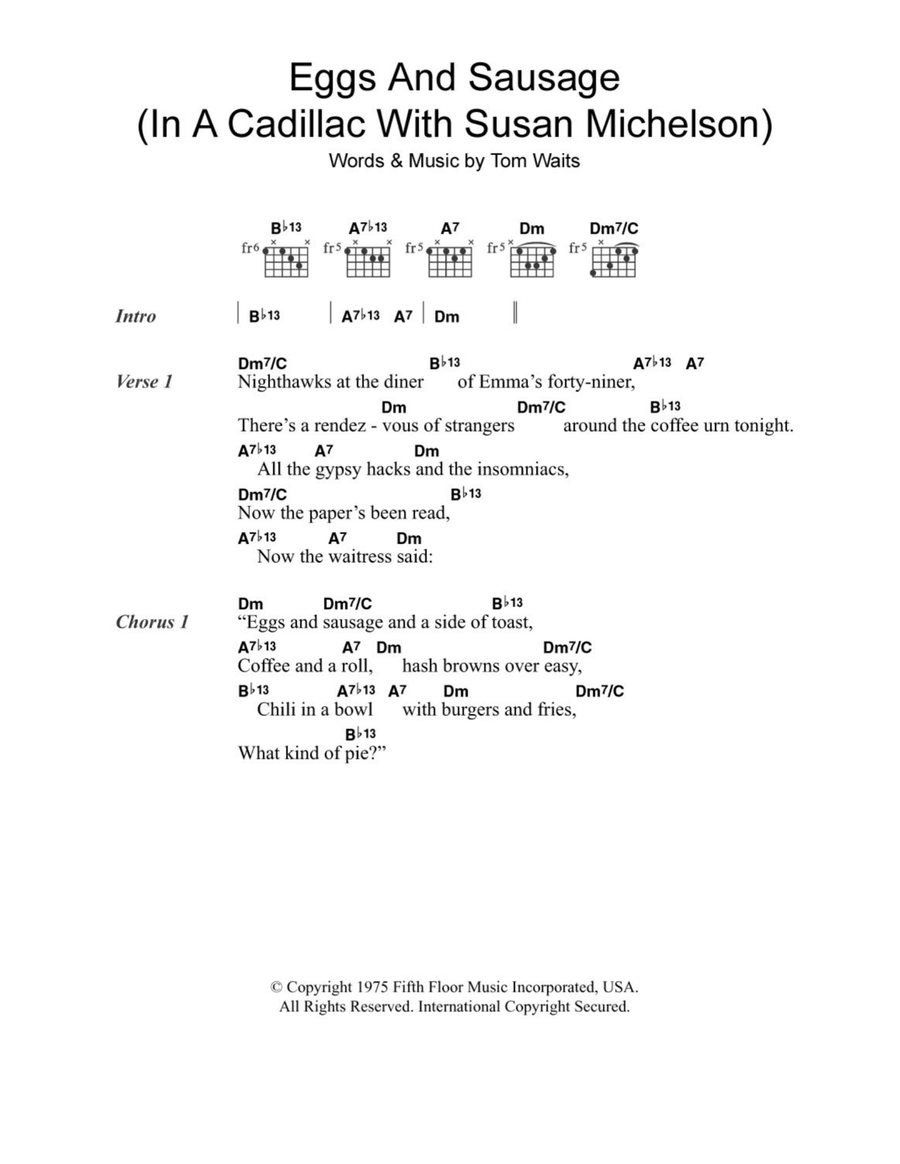 Eggs And Sausage (In A Cadillac With Susan Michelson) Easy Guitar scores gallery preview page 1