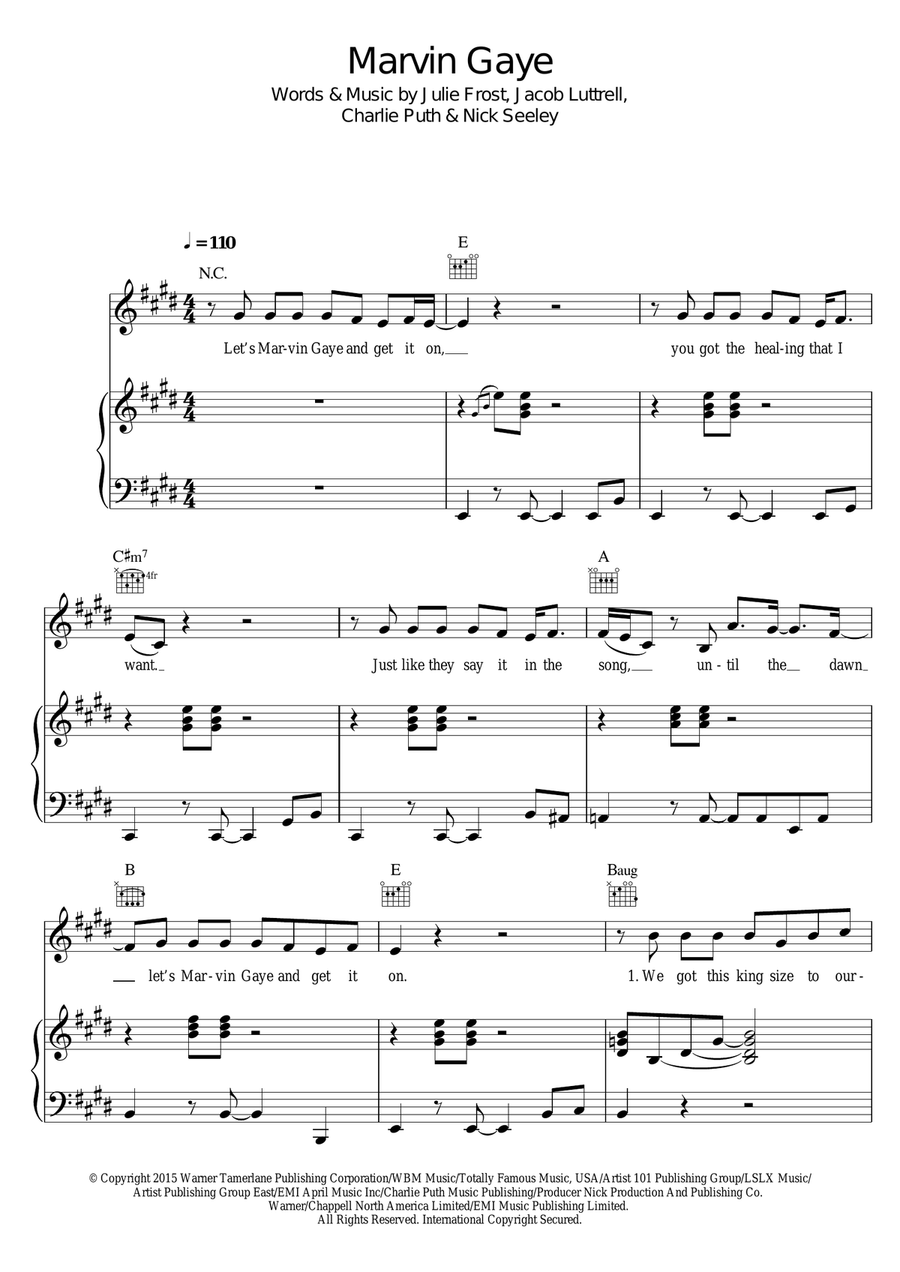 Marvin Gaye (featuring Meghan Trainor) Piano, Vocal, Guitar scores gallery preview page 1