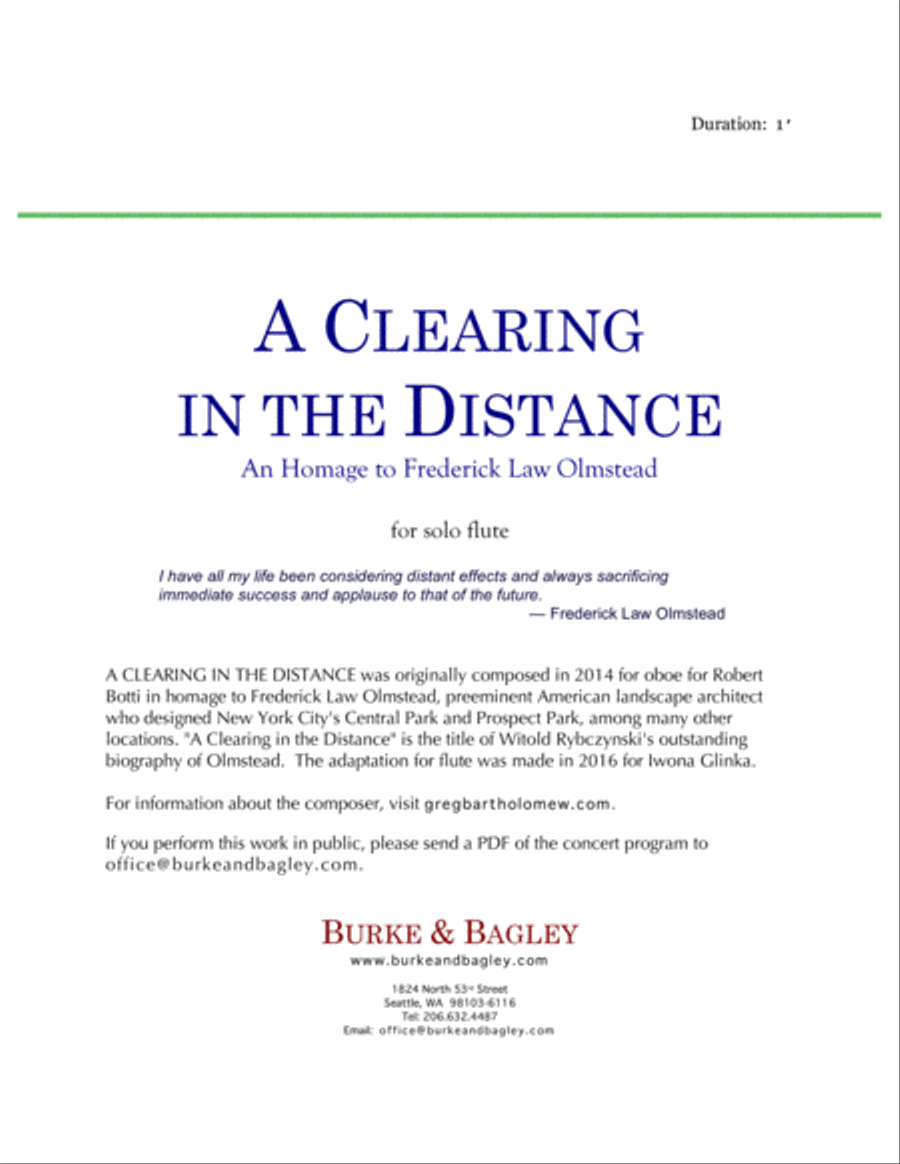 A Clearing in the Distance for solo flute Flute Solo scores gallery preview page 2