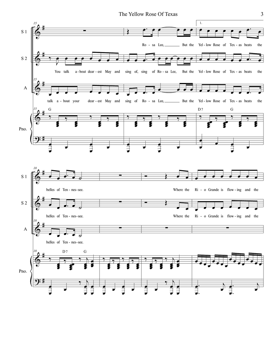 The Yellow Rose Of Texas (for SSA) SSA scores gallery preview page 4