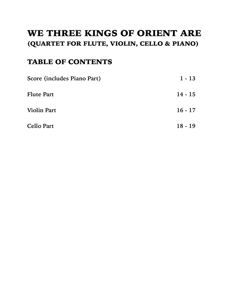 We Three Kings (Quartet for Flute, Violin, Cello and Piano) Small Ensemble scores gallery preview page 4