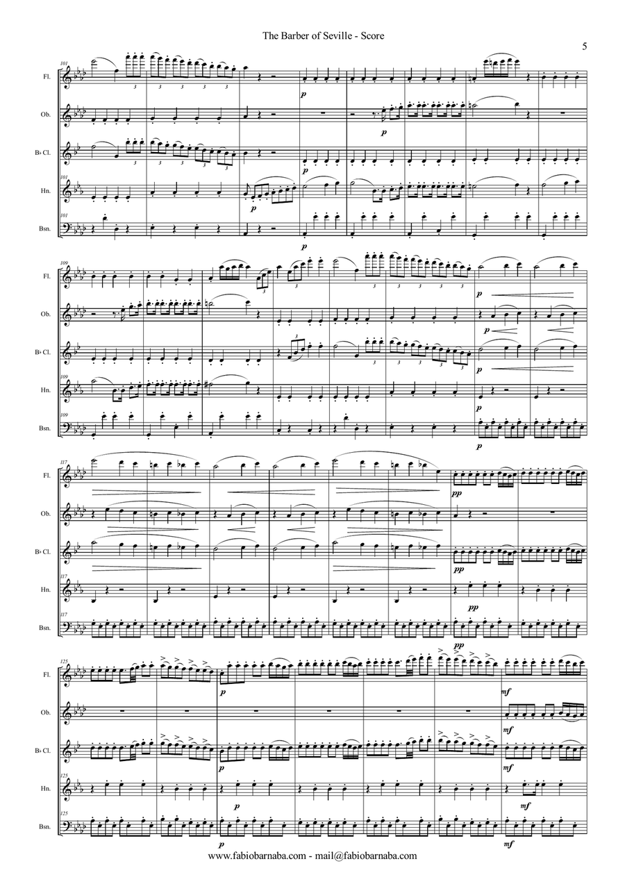 The Barber of Seville - Overture for Woodwind Quintet Woodwind Quintet scores gallery preview page 6