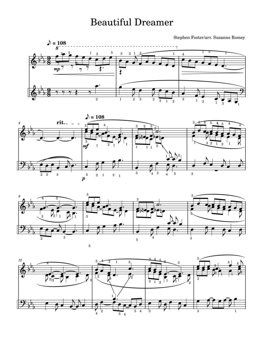 Beautiful Dreamer Piano Solo scores gallery preview page 1