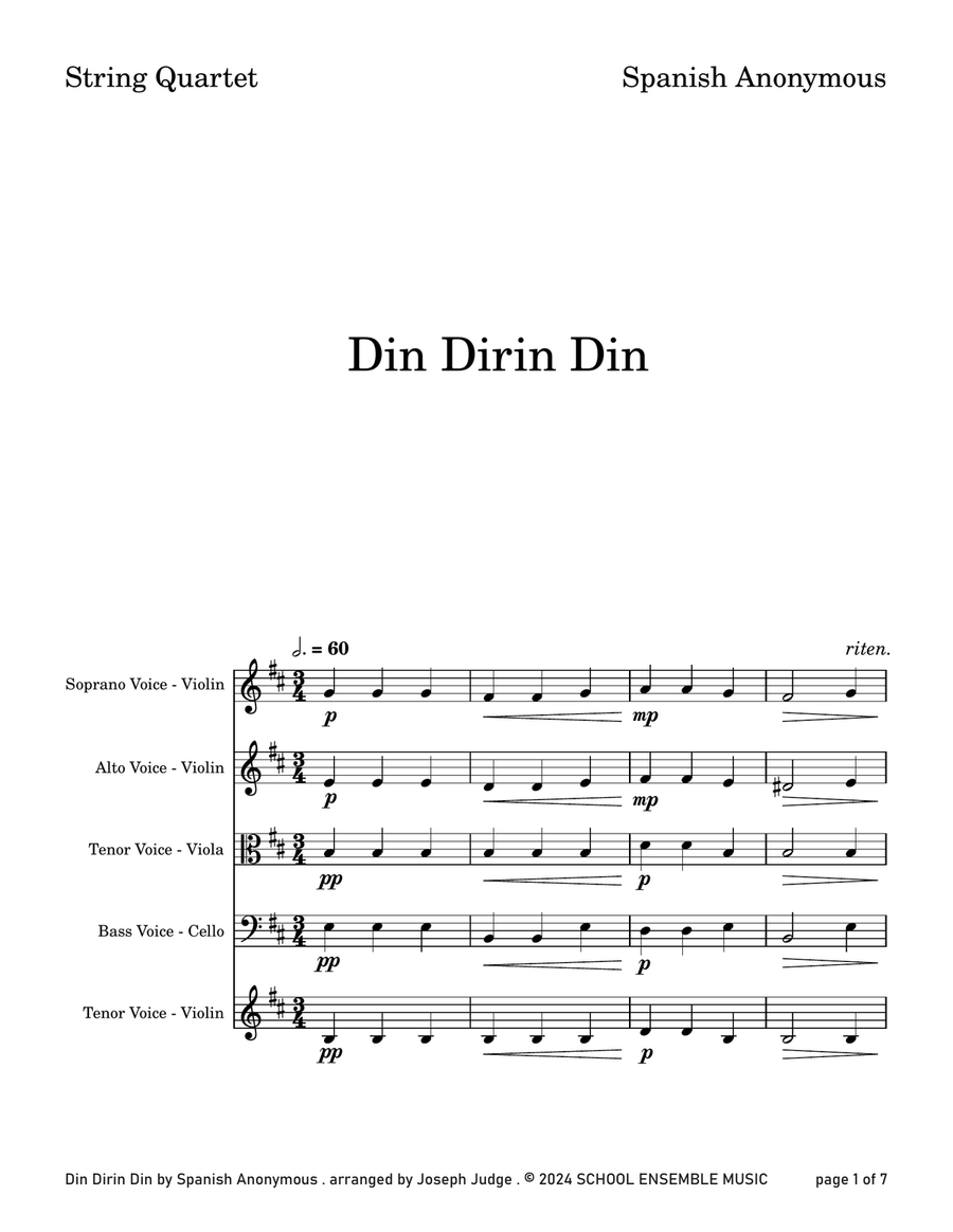 Din Dirin Din String Quartet scores gallery preview page 1