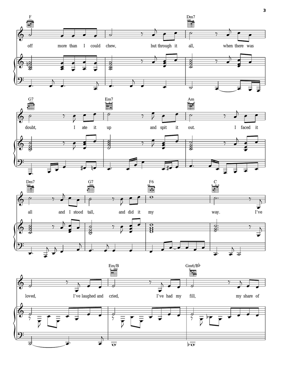 My Way Piano, Vocal, Guitar scores gallery preview page 3