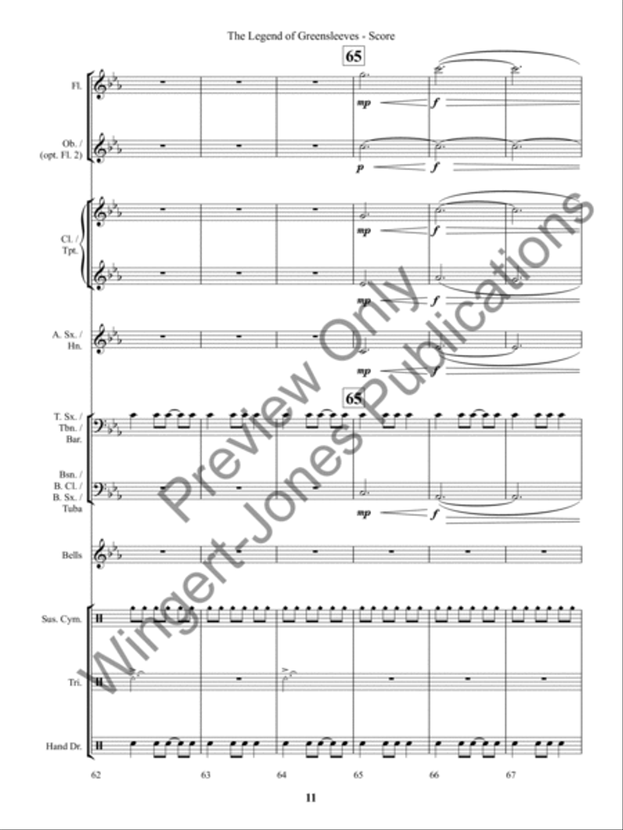 The Legend of Greensleeves (Score) Concert Band scores gallery preview page 14
