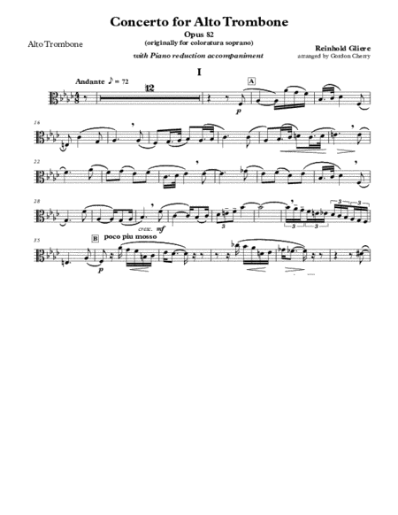 Concerto for Alto Trombone with Piano accompaniment reduction