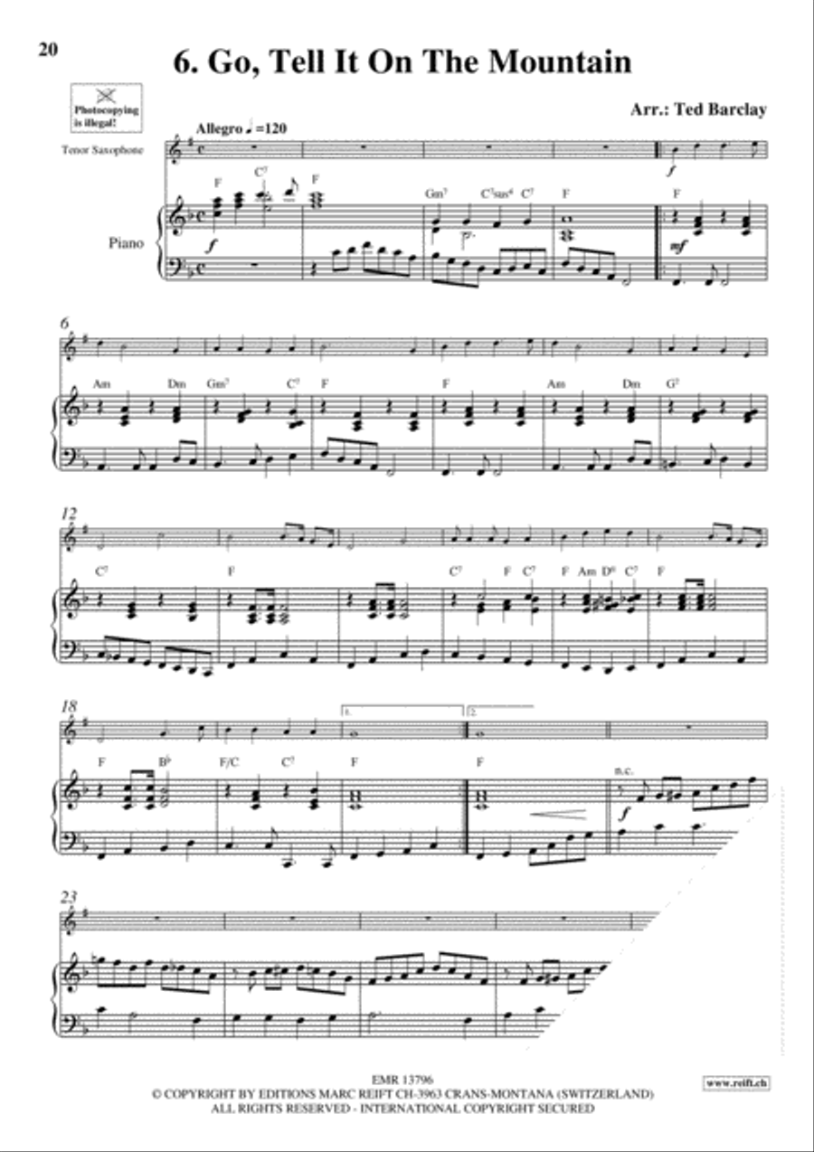 10 Easy Christmas Solos Tenor Saxophone scores gallery preview page 8