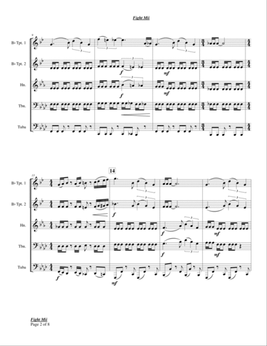 Fight Mii for Brass Quintet Brass Quintet scores gallery preview page 4