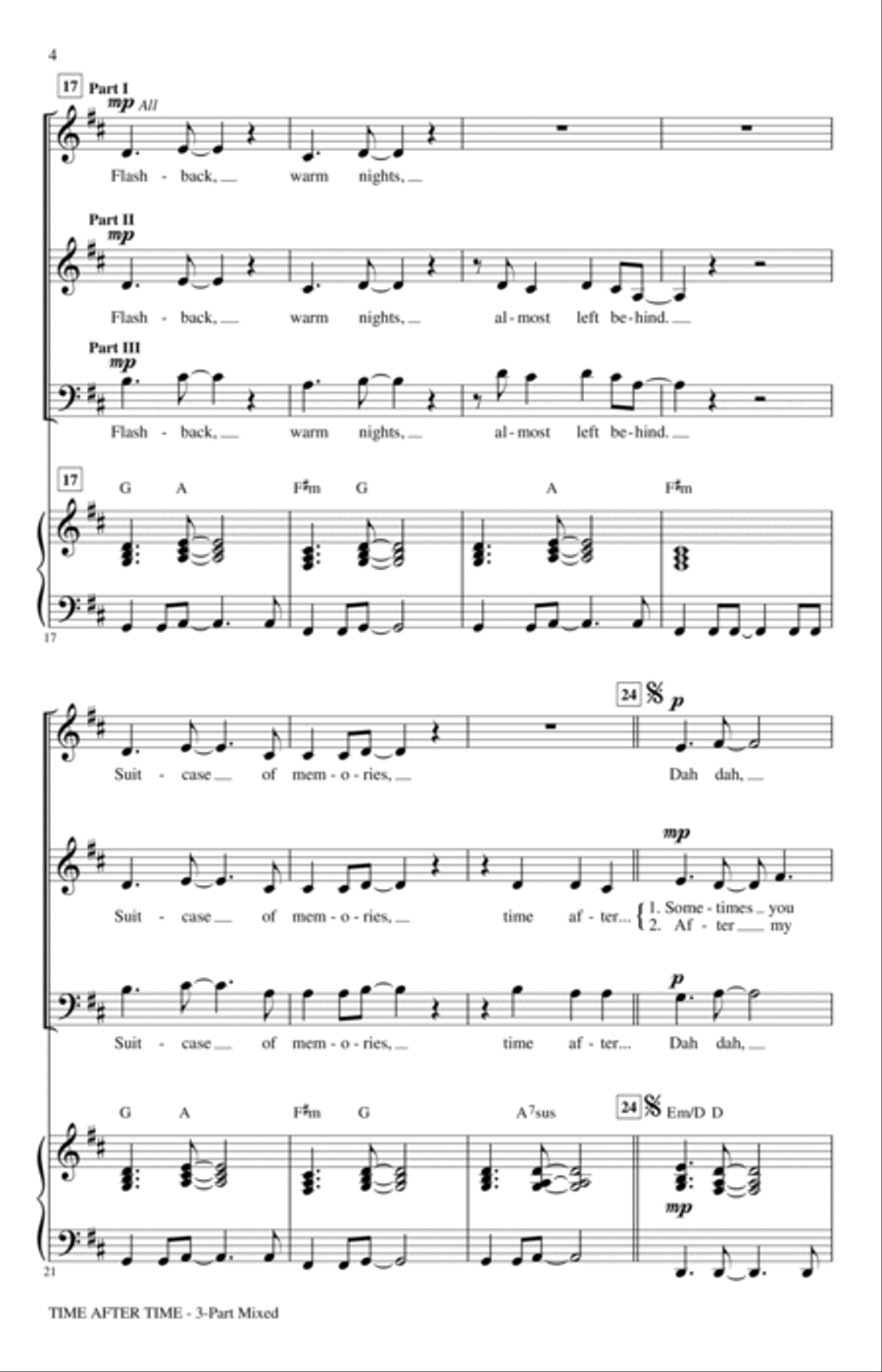 Time After Time (arr. Audrey Snyder) 3-Part scores gallery preview page 2