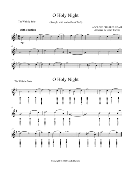 O Holy Night, for Tin Whistle Solo image number null