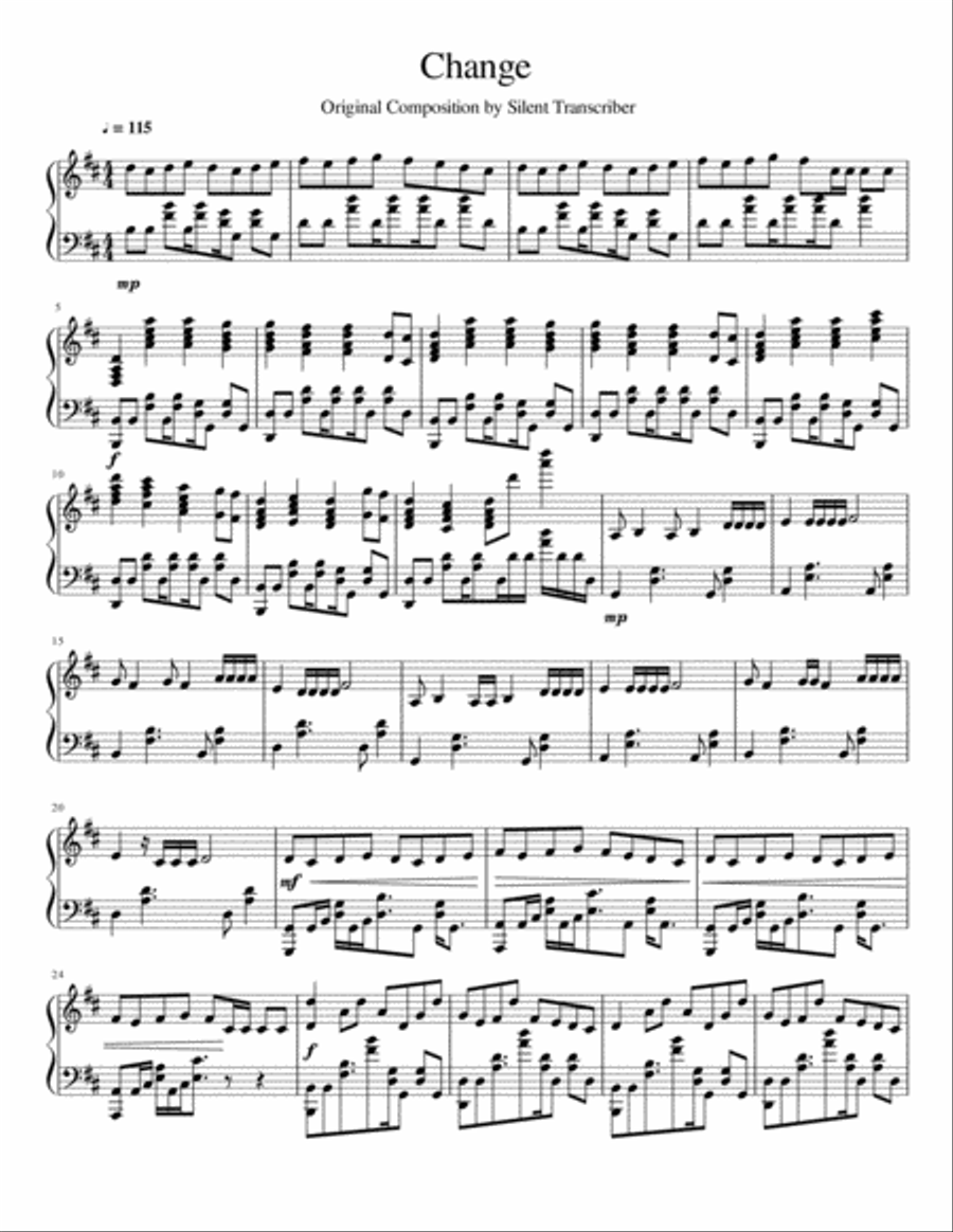 Change Piano Solo scores gallery preview page 1