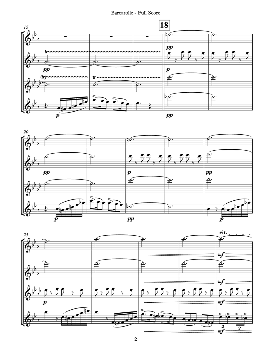 Barcarolle (for Flute Quartet) Flute Quartet scores gallery preview page 4