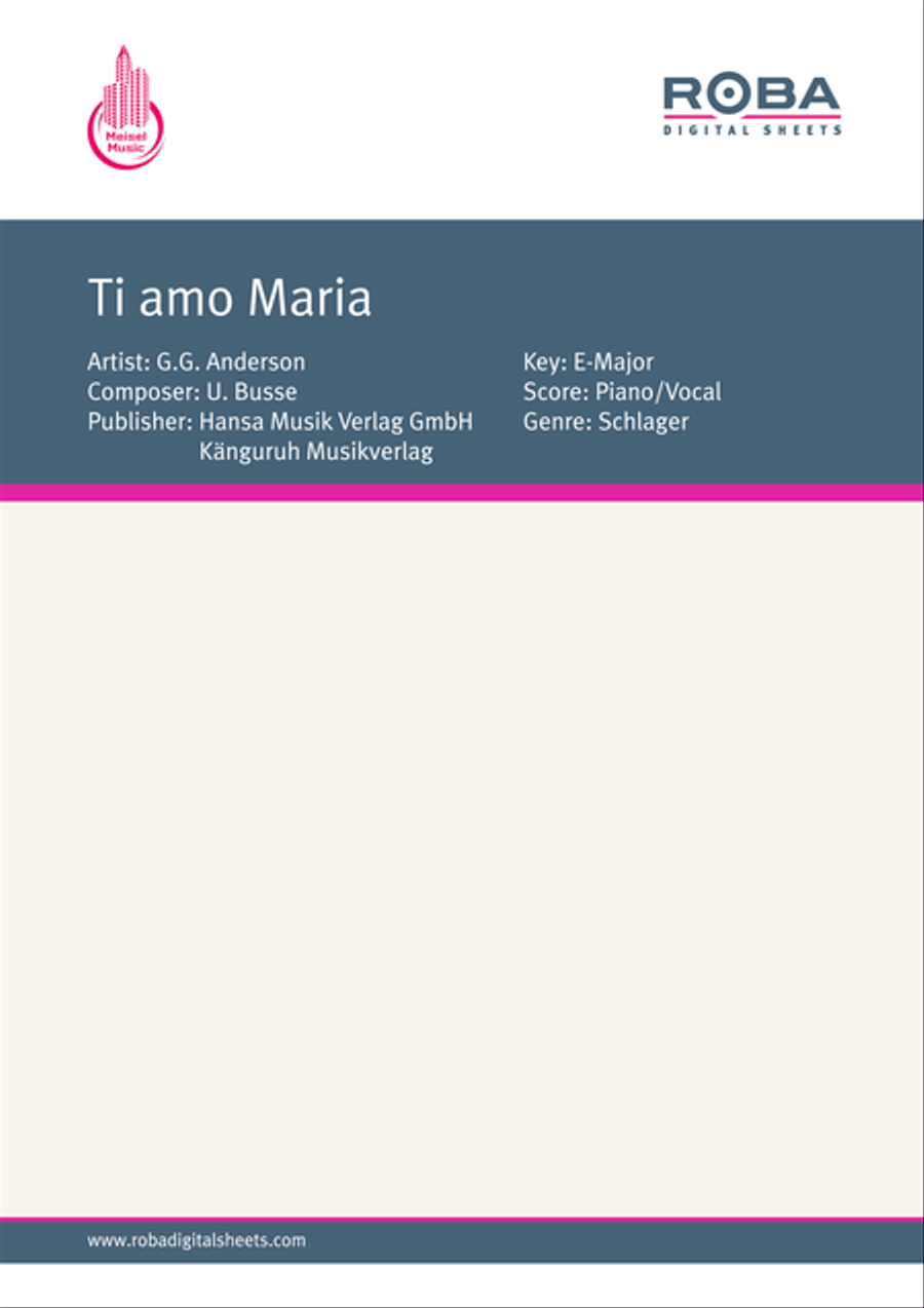 Ti amo Maria Piano, Vocal scores gallery preview page 1