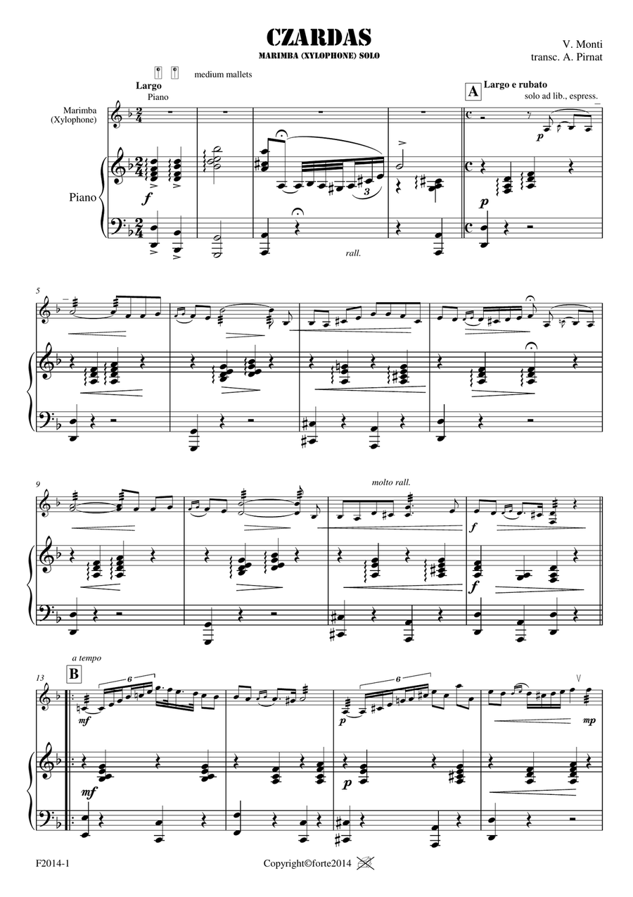 Czardas for Marimba (Xylophone) and Piano Piano scores gallery preview page 2